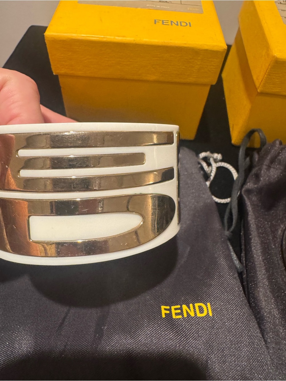 FENDI cuff lucite white and metal